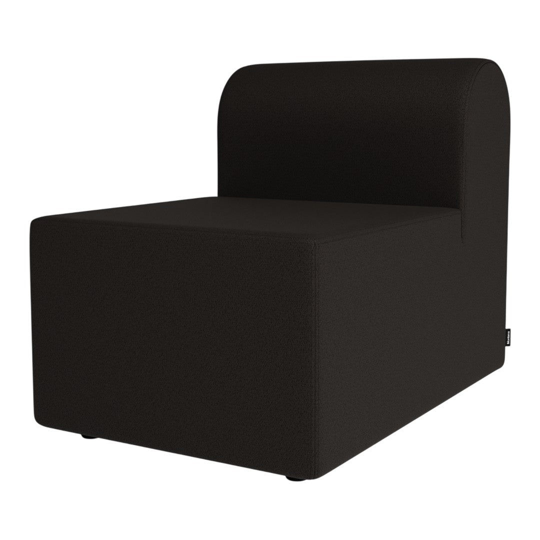 Black minimalist modular chair with a smooth, solid fabric pattern, perfect for modern decor.