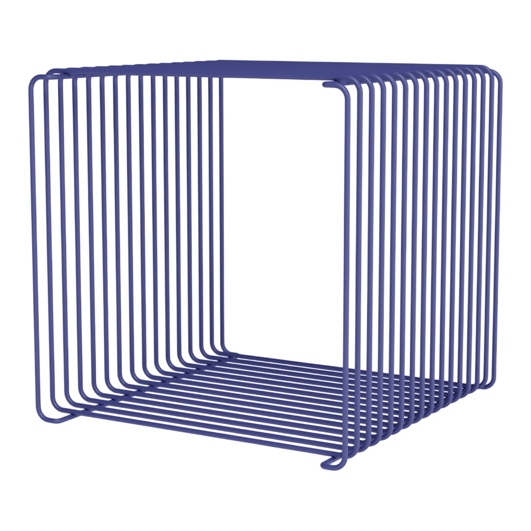 Vivid purple wire cube organizer with sleek linear design, perfect for modern and minimalistic decor.