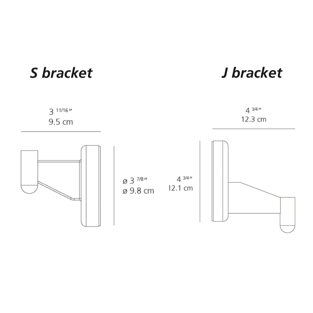 "Illustration of S and J brackets with clear dimension markings in a simple, monochrome design."