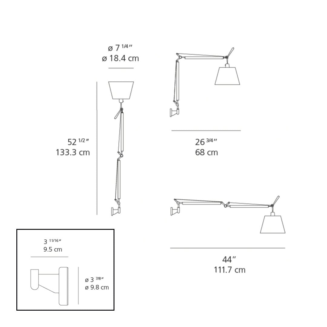 Wall lamp design featuring a sleek white shade, black arm, and minimalistic lines, perfect for modern decor.
