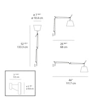 Wall lamp design featuring a sleek white shade, black arm, and minimalistic lines, perfect for modern decor.