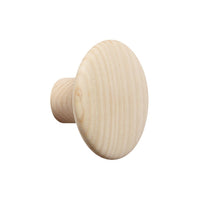 Natural wood knob in a light, smooth finish with a round, minimalistic design. Ideal for modern decor.