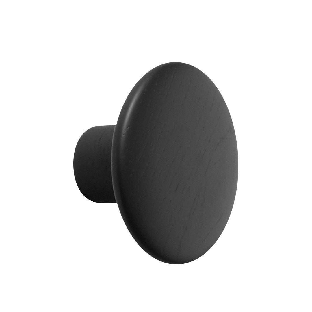 Sleek black round cabinet knob with a smooth finish, ideal for modern home decor accents.