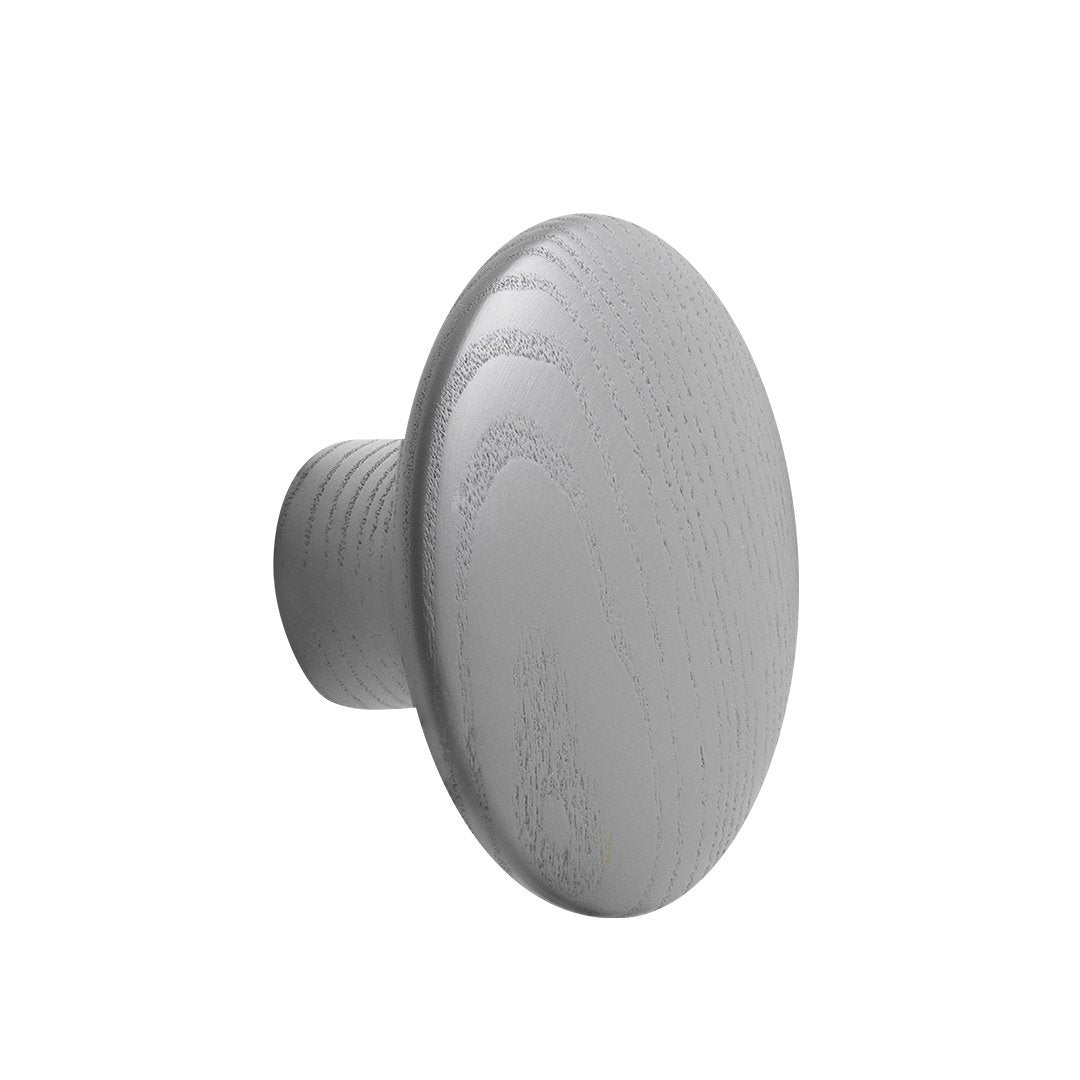 Smooth round gray wood knob with a subtle grain pattern, ideal for modern decor and furniture accents.