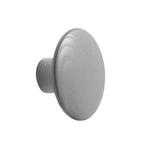 Smooth round gray wood knob with a subtle grain pattern, ideal for modern decor and furniture accents.