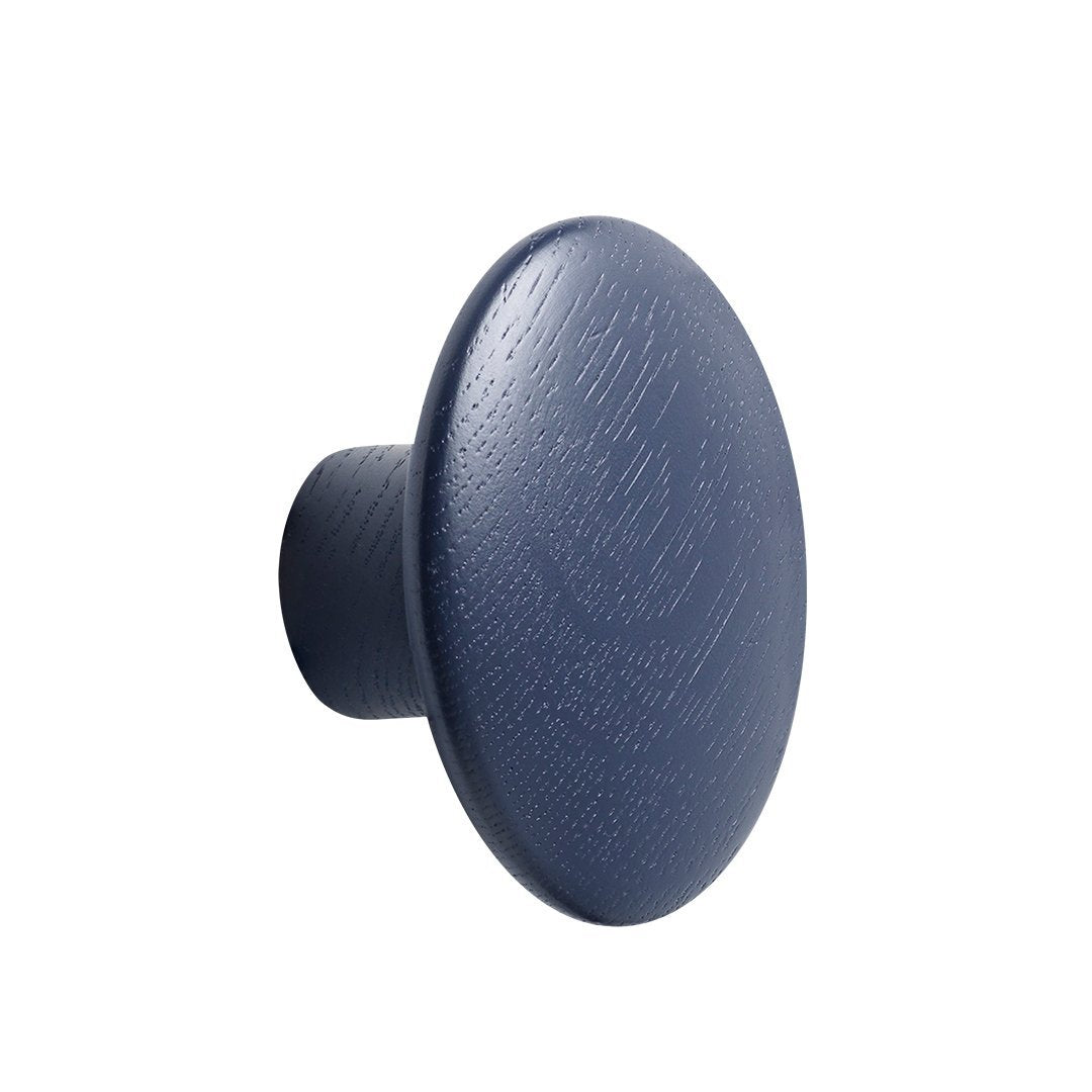 Navy blue round knob with a textured wood grain pattern, perfect for modern cabinetry and furniture accents.