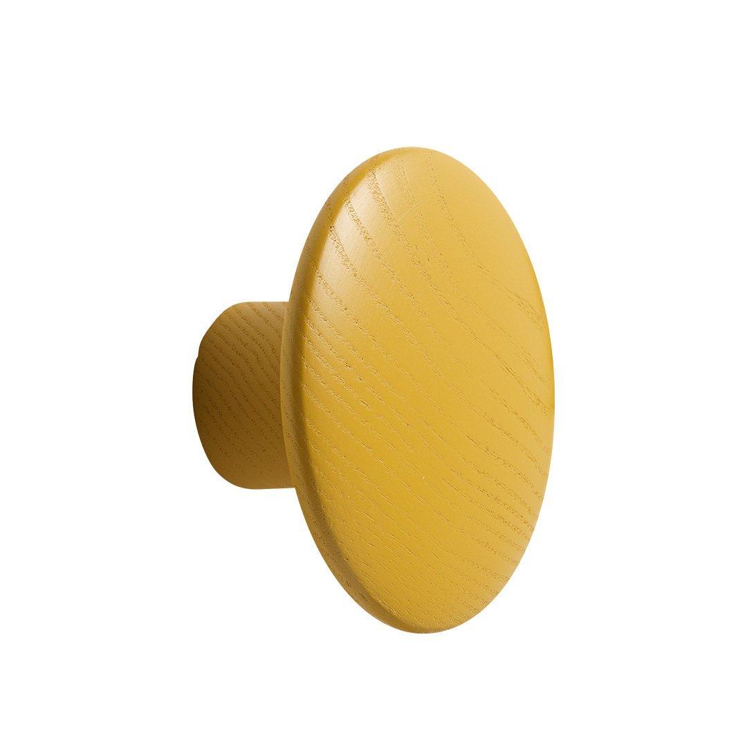 Round yellow knob with a textured pattern, perfect for adding a vibrant touch to furniture or decor.