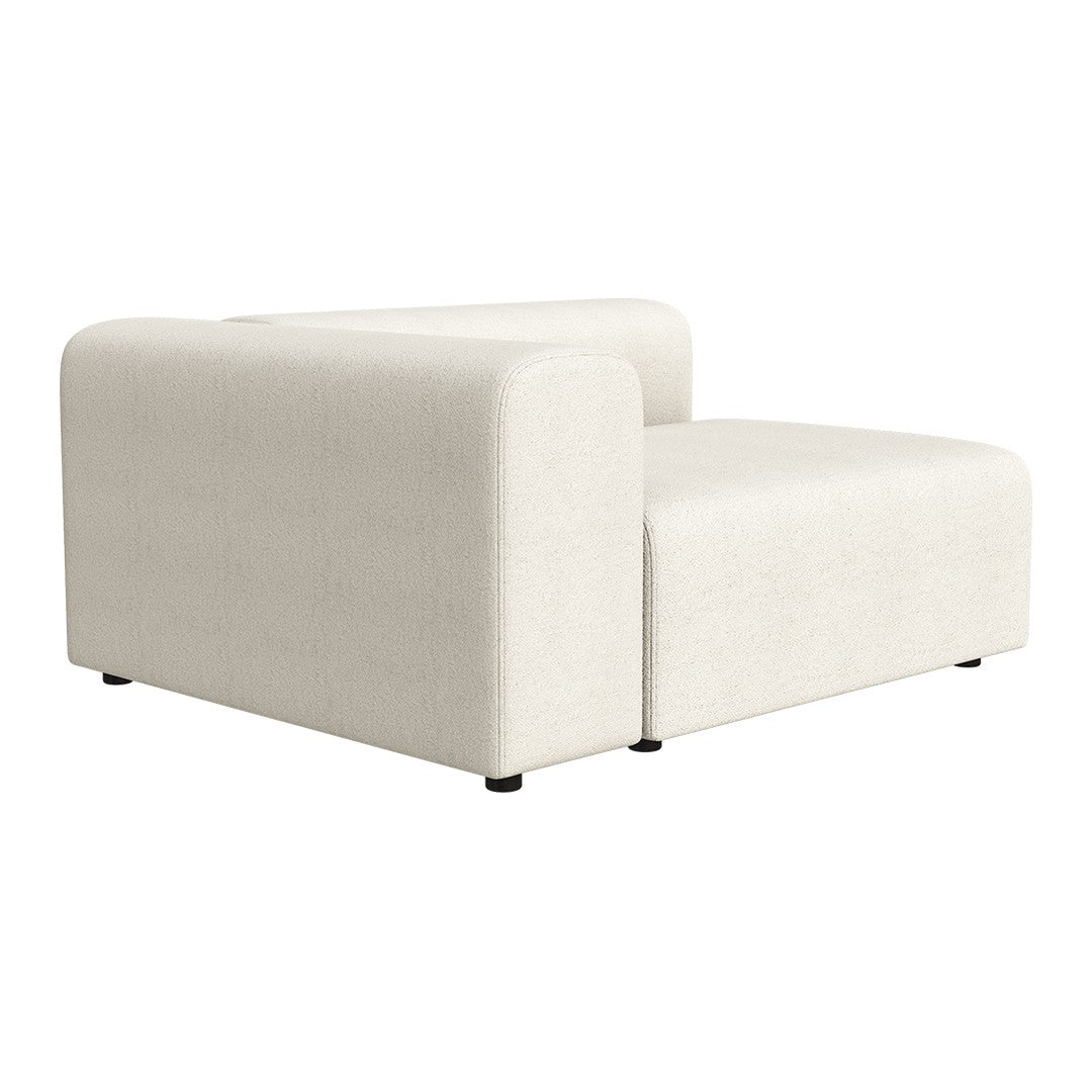 Textured off-white fabric corner sofa with sleek lines and minimalistic design. Perfect for modern interiors.
