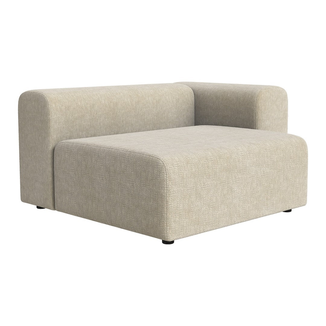 Beige modular sofa with a smooth, textured fabric and minimalistic design, perfect for modern decor.