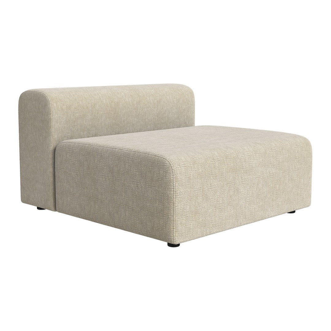 Soft beige upholstered modular sofa with a smooth, minimalist design and rounded edges. Perfect for modern interiors.