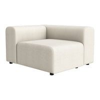 Cream-colored modular sofa with a minimalist design, featuring smooth, solid upholstery and clean lines.