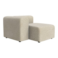 Neutral beige upholstered modular ottoman with a smooth, minimalist design. Ideal for modern decor.