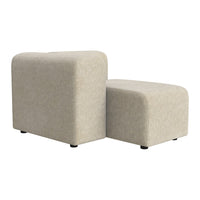 Light beige ottomans with soft textures and rounded edges, perfect for modern home decor.
