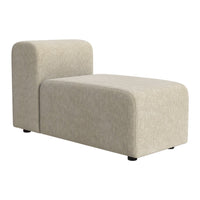 Light beige upholstered modern chaise with smooth, matte texture and minimalist design. Perfect for contemporary spaces.