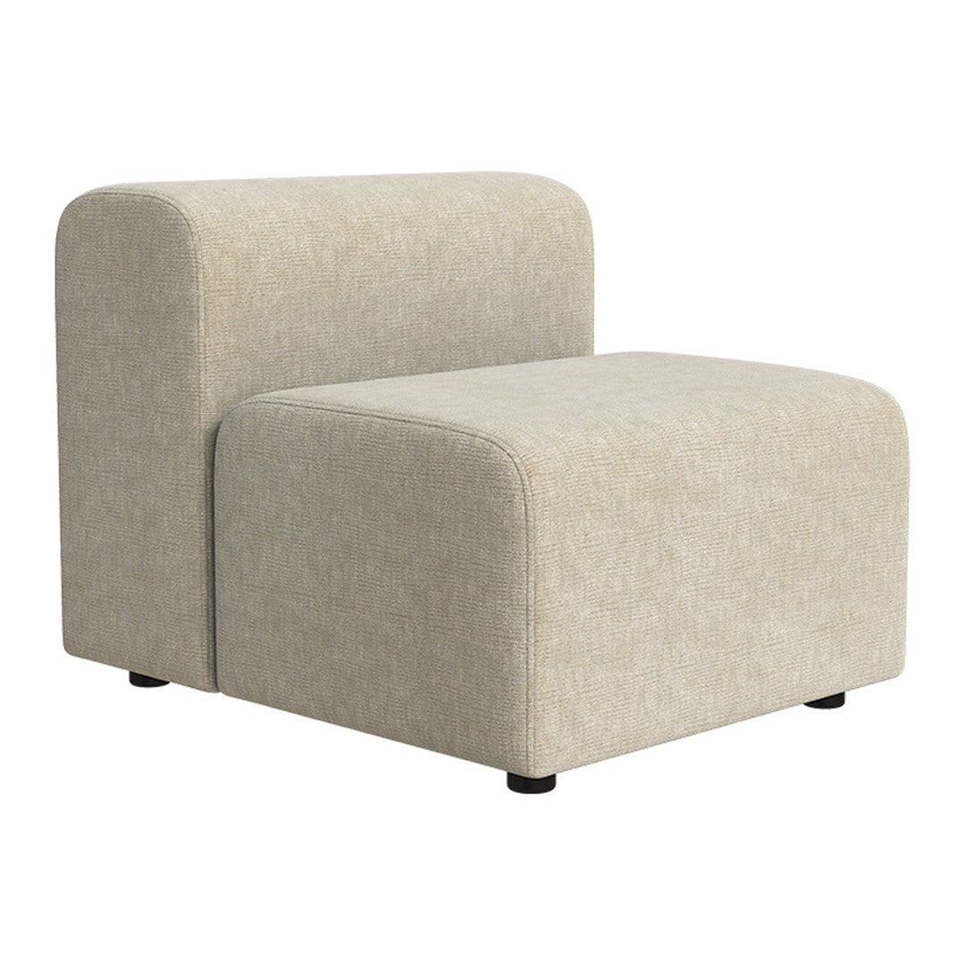 Textured light beige modular chair with a modern curved design, perfect for versatile seating arrangements.