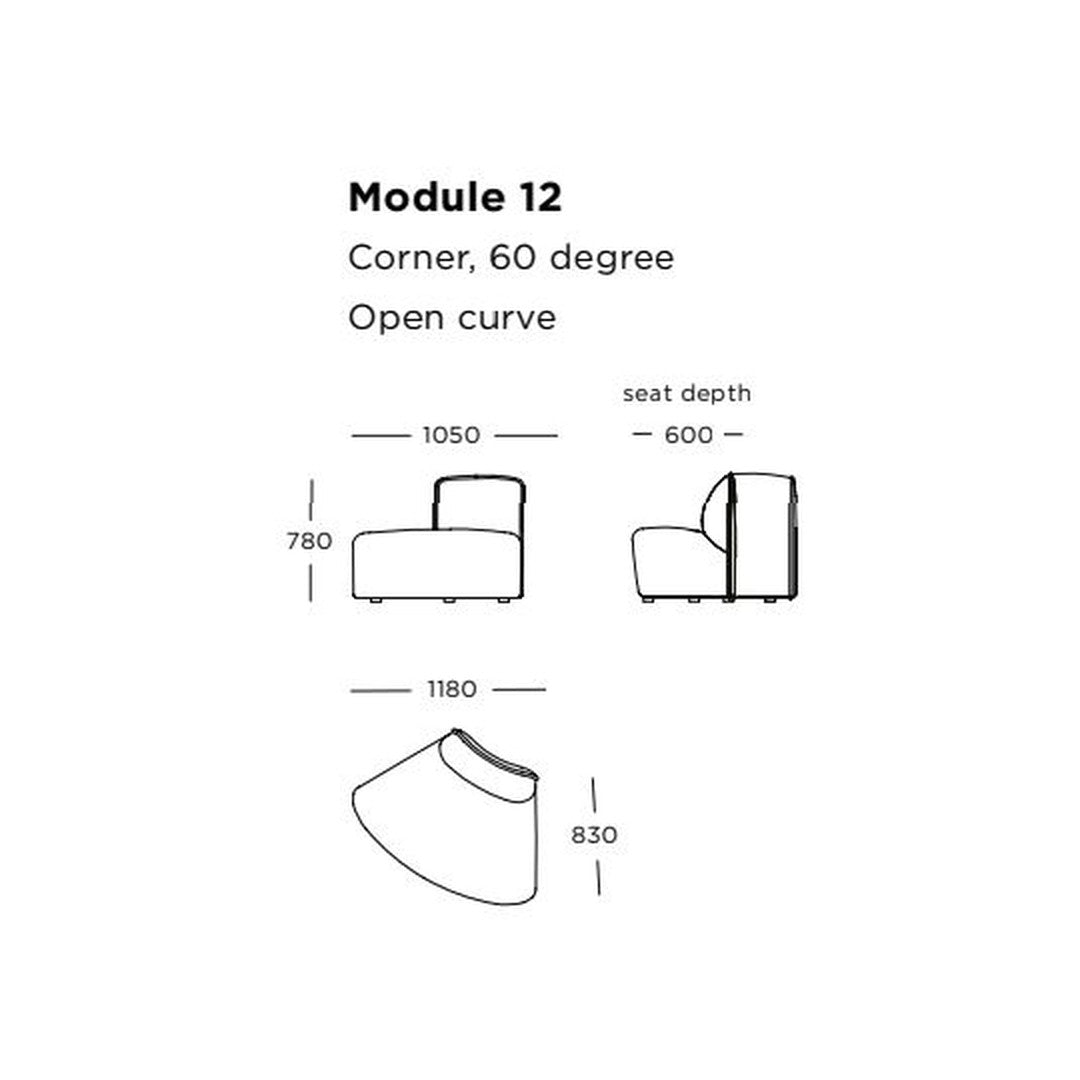 "Corner module sofa design with clean lines and a modern open curve in neutral tones, ideal for versatile decor."