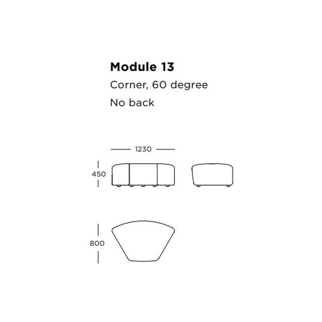 "Outline of a 60-degree corner module with sleek lines, suitable for modern decor in neutral tones."