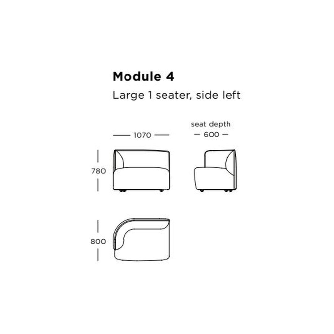 Large left-side one-seater in neutral tones with minimalistic outline and soft curves. Perfect for modern decor.