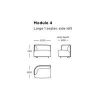 Large left-side one-seater in neutral tones with minimalistic outline and soft curves. Perfect for modern decor.