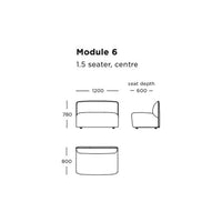 "Minimalist 1.5 seater sofa design with clean lines and neutral fabric color, perfect for modern interiors."