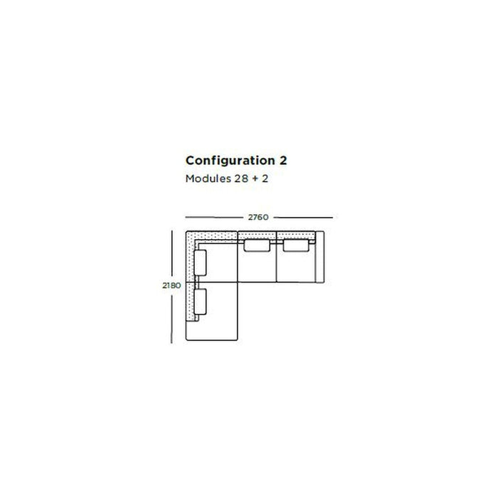 "Diagram of L-shaped sofa in neutral tones with clean lines and modern design elements."