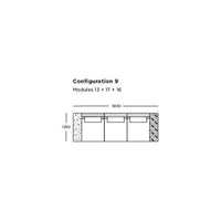 "Diagram of three-module configuration featuring a neutral color palette and geometric patterns."