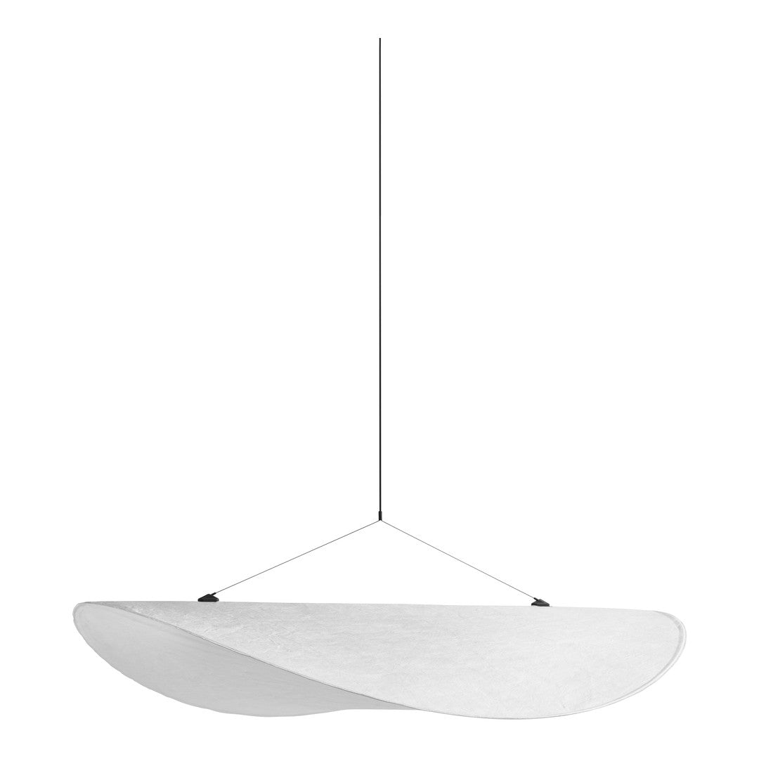 Sleek white pendant lamp with a smooth, curved design and subtle texture, ideal for modern decor.