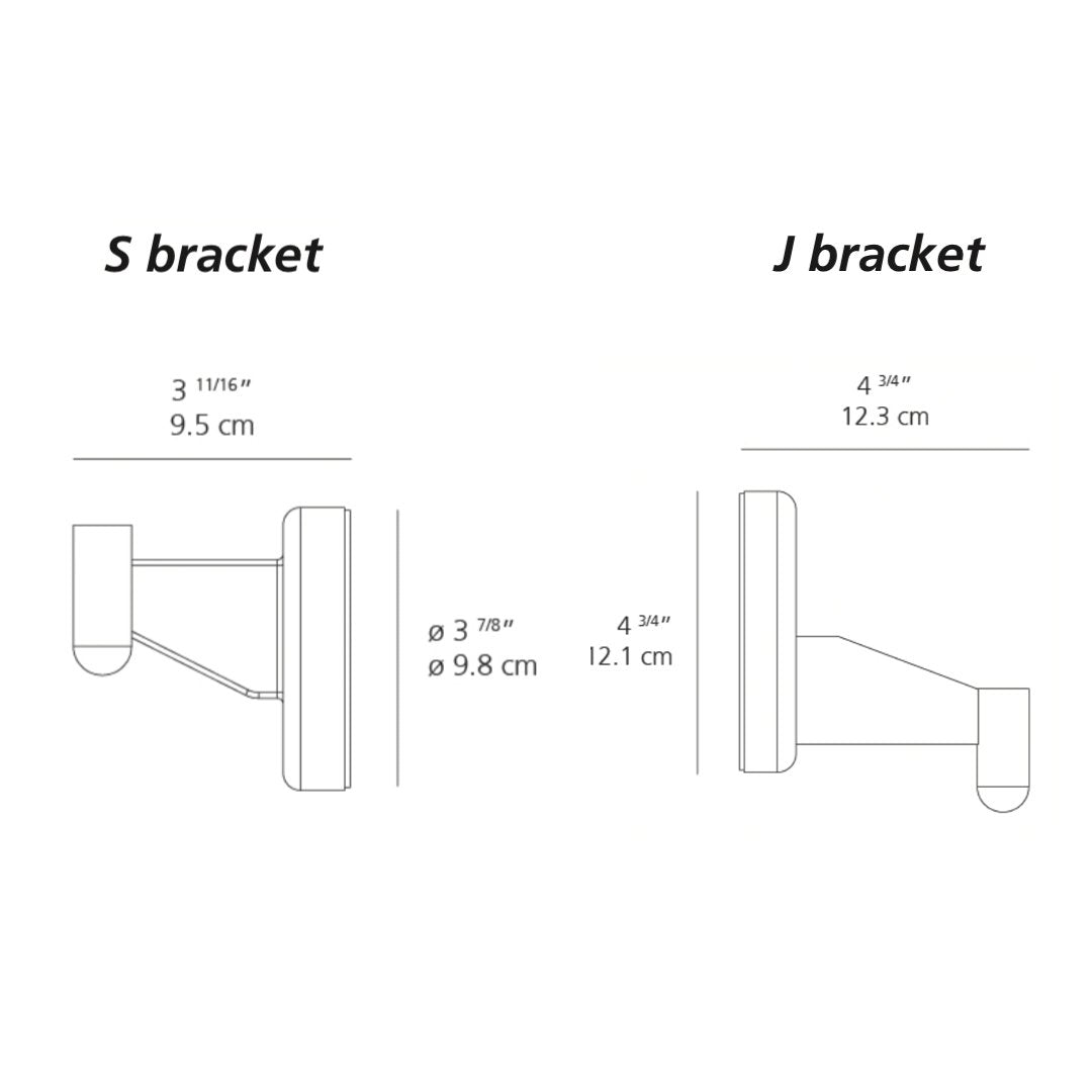 Diagram of S and J brackets, featuring a minimalist design with black lines on a white background.