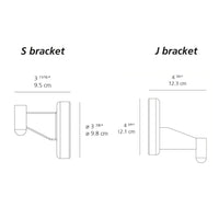 Diagram of S and J brackets, featuring a minimalist design with black lines on a white background.