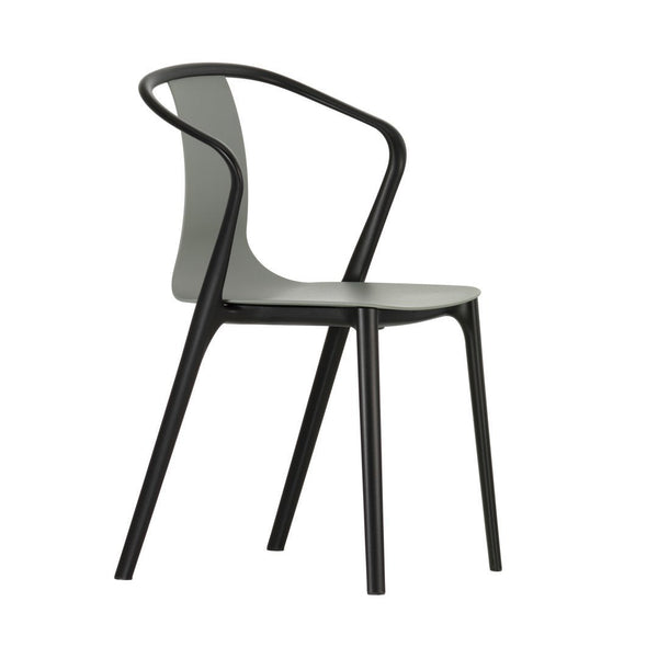 Stylish chair featuring a sleek black frame and a contemporary gray seat for modern decor.
