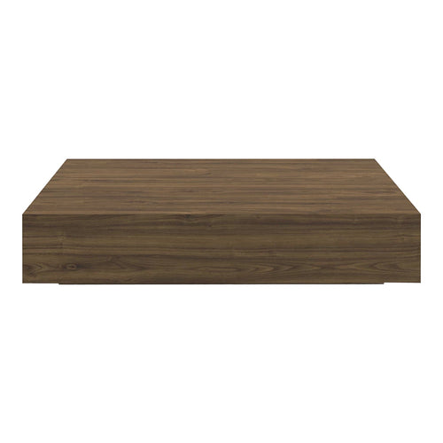 Brown wooden coffee table with a smooth surface and minimalist rectangular design. Ideal for contemporary decor.