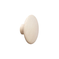 Light beige round wooden knob with subtle wood grain pattern, perfect for a minimalist style.