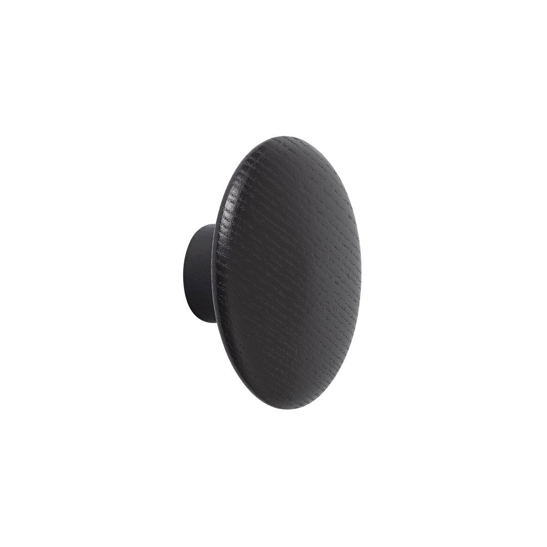 Black round knob with a textured surface, featuring a smooth finish for modern decor accents.