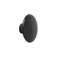 Black round knob with a textured surface, featuring a smooth finish for modern decor accents.