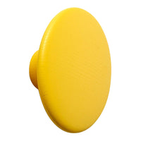 Bright yellow round knob with a smooth, matte finish, perfect for adding a pop of color to any furniture.